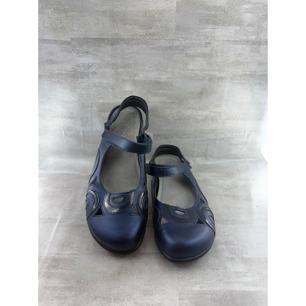 Naot Arataki Navy Blue Leather Mary Jane Cutout Sandals Women Size 42